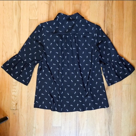 Madewell Drapey Silk Geobud Floral Button-Down Top M - Picture 3 of 6